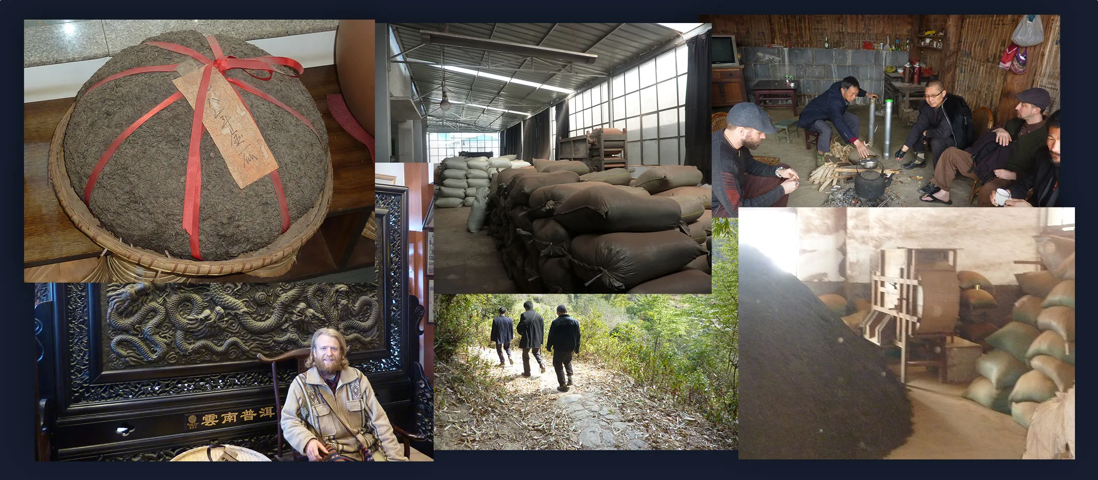 Dragon Gongfu founder sourcing rare puer tea in Yunnan, with tea farmers, aged tea, and mountain sourcing paths