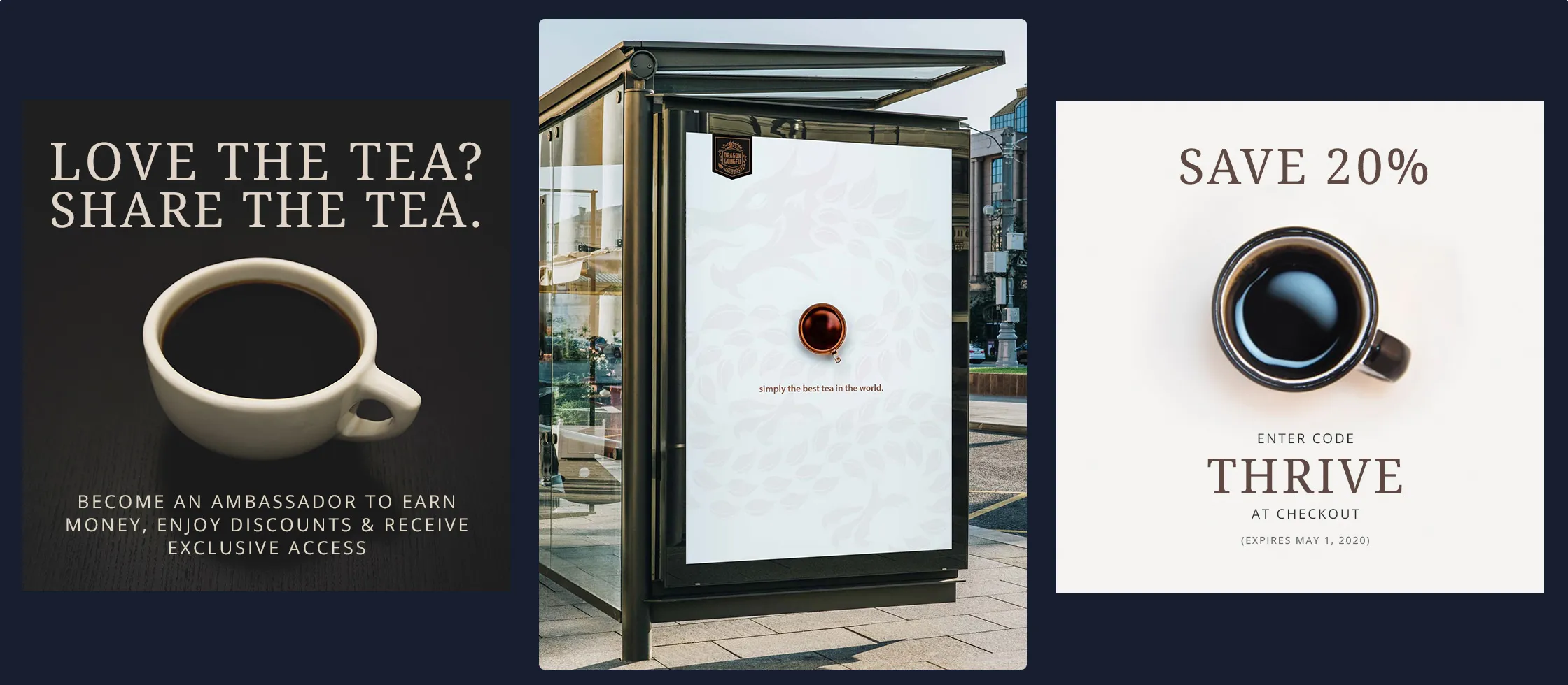Dragon Gongfu marketing and content: social, an out-of-home ad, and a promotion, educating and reaching customers