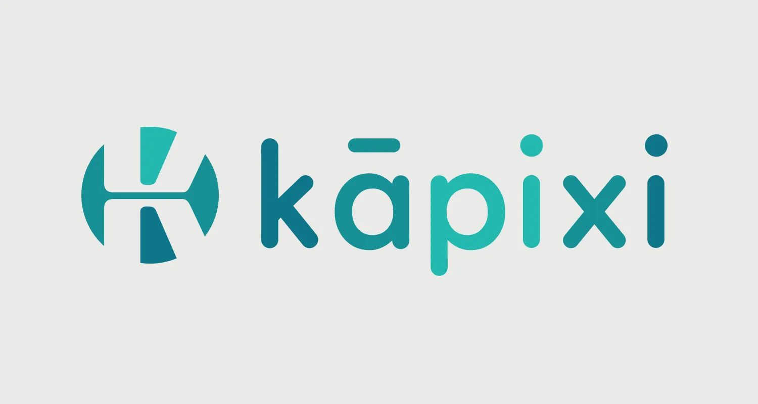The horizontal lockup: the teal circular mark beside the lowercase kāpixi wordmark