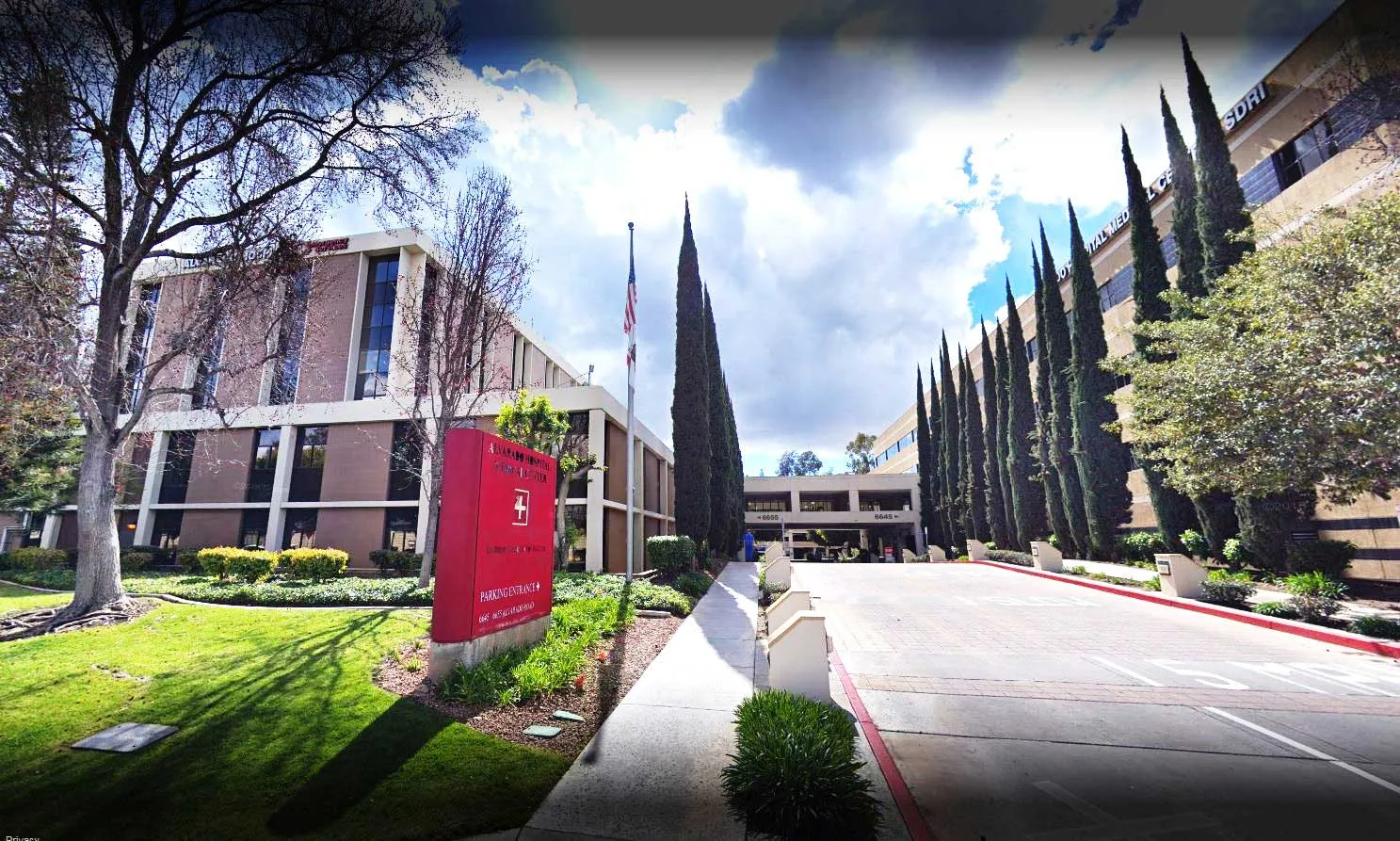 Alvarado Hospital campus with entrance signage